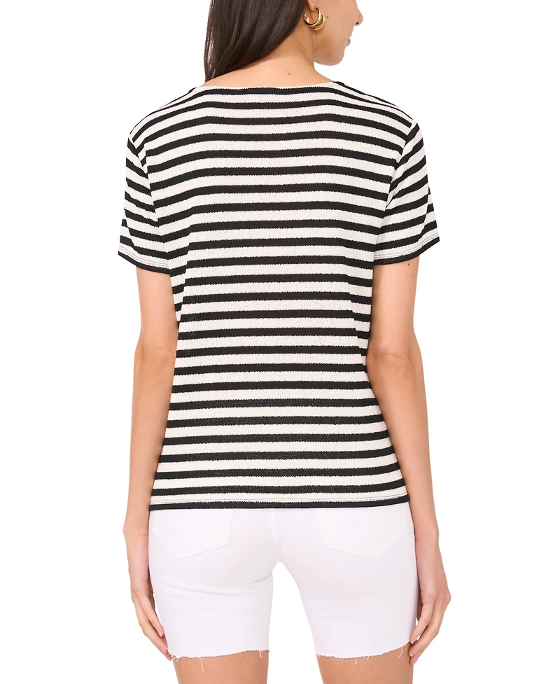 Vince Camuto Women's Striped Crewneck Short-Sleeve Top
