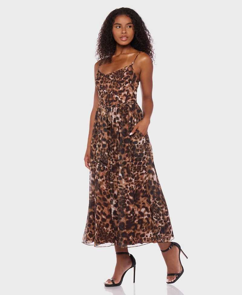Alex & Sophia Juniors' Printed Chiffon Sleeveless Midi Dress