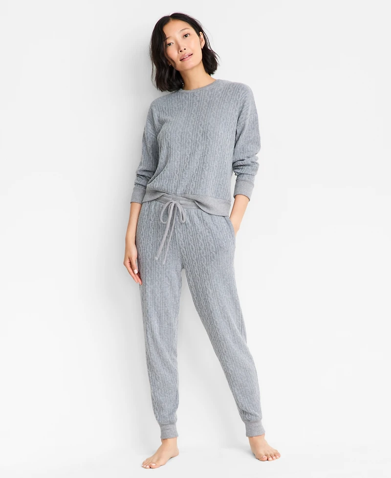 State of Day Women's Cable Jogger Pajama Set, Xs-3X, Macy's Exclusive