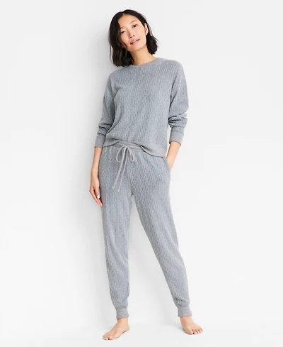 State of Day Women's Cable Jogger Pajama Set, Xs-3X, Macy's Exclusive