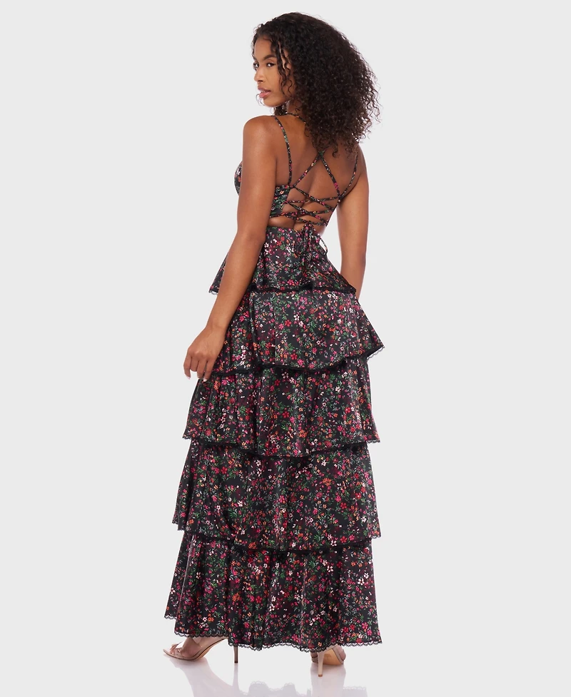B Darlin Juniors' Sleeveless Satin Maxi Dress