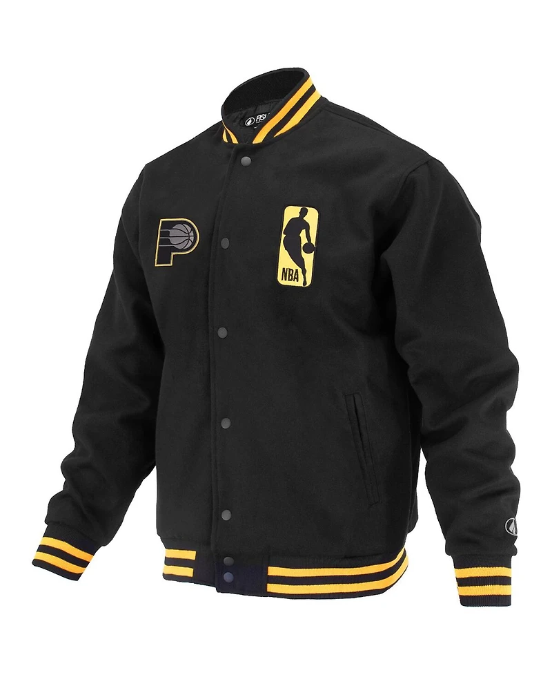 Fisll Men's and Women's Black Indiana Pacers Logoman Shadow Collection Full-Snap Varsity Jacket