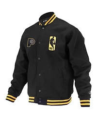 Fisll Men's and Women's Black Indiana Pacers Logoman Shadow Collection Full-Snap Varsity Jacket