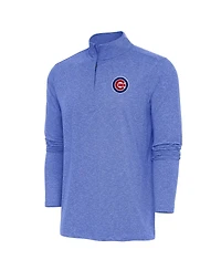 Antigua Men's Heather Royal Chicago Cubs Hunk Quarter-Zip Pullover Sweatshirt