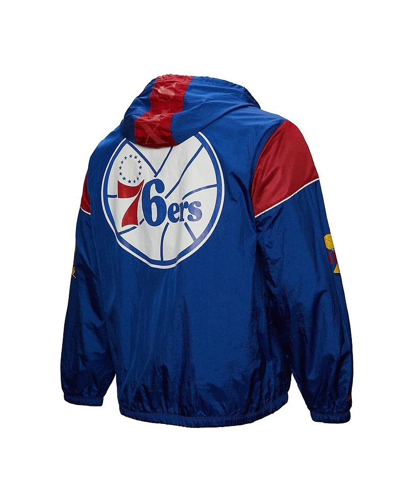 Mitchell & Ness Men's and Women's Royal Philadelphia 76ers Hardwood Classics Team Og 3.0 Anorak Half-Zip Windbreaker Jacket