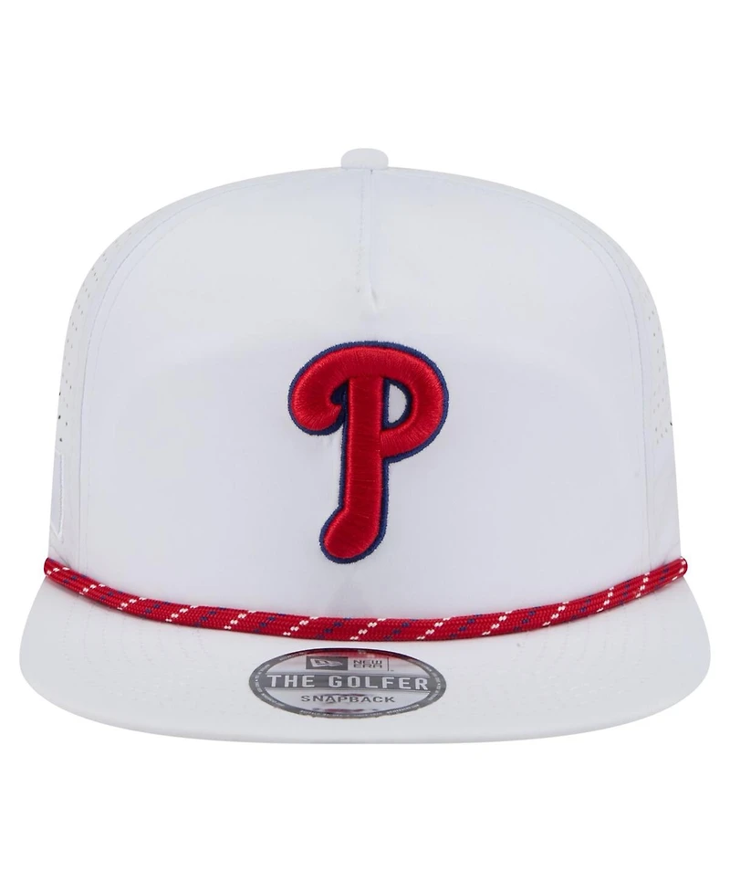 New Era Men's White Philadelphia Phillies Perforated Golfer Snapback Hat