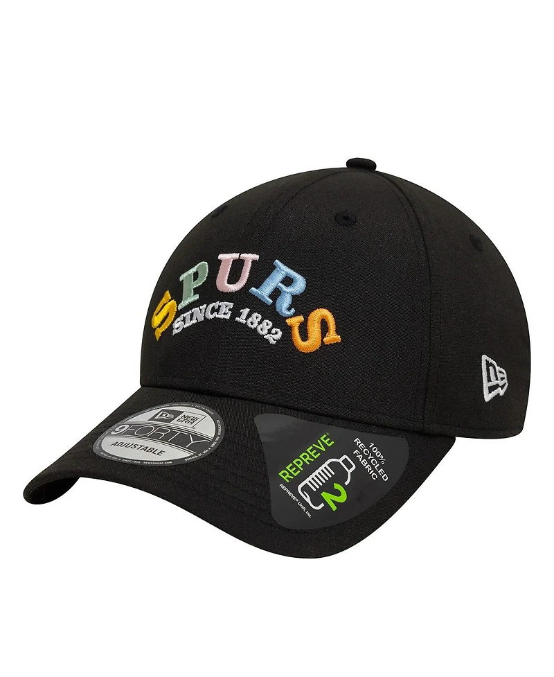New Era Men's Black Tottenham Hotspur Rainbow Wordmark Adjustable 9FORTY Hat