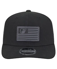 New Era Men's Black Baltimore Orioles Tonal Flag 9SEVENTY Stretch-Snap Hat