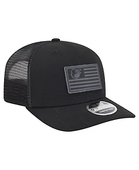 New Era Men's Black Baltimore Orioles Tonal Flag 9SEVENTY Stretch-Snap Hat