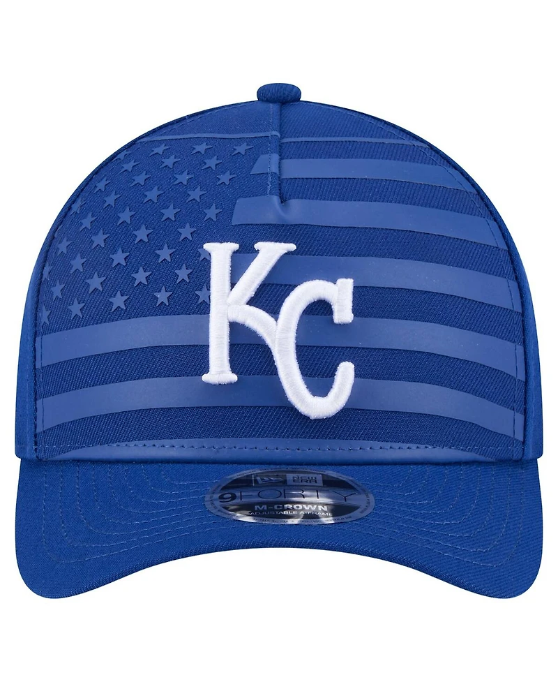 New Era Men's Royal Kansas City Royals American Flag 9FORTY M-Crown A-Frame Adjustable Hat