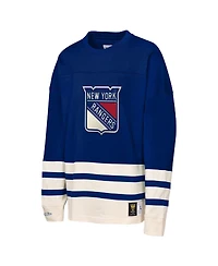 Mitchell & Ness Big Boys and Girls Blue New York Rangers Chainstitch Heavyweight Long Sleeve T-Shirt