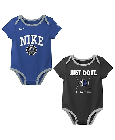 Nike Newborn 2-Pack Blue/Black Dallas Mavericks Just Do It Bodysuit Set
