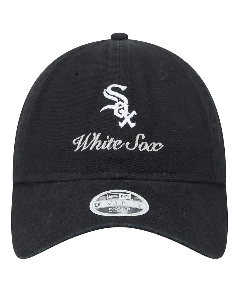 New Era Women's Black Chicago White Sox Preppy Team 9TWENTY Adjustable Hat