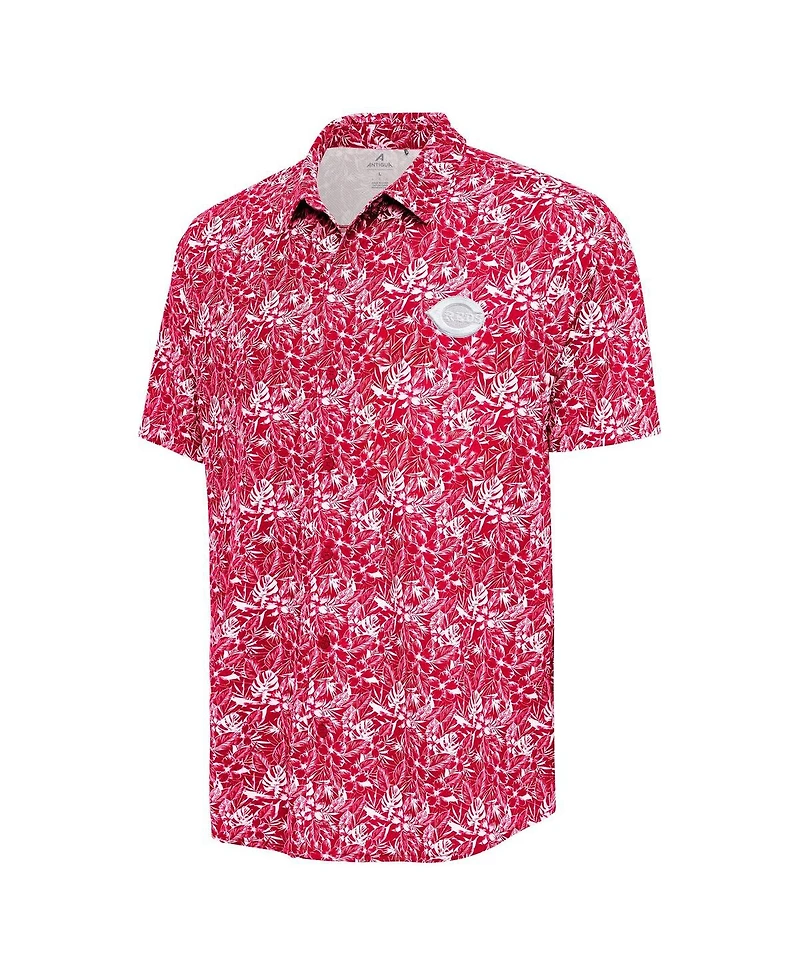 Antigua Men's Red Cincinnati Reds Resort Button-Up Shirt