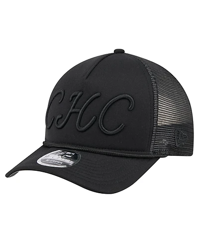 New Era Men's Black Chicago Cubs City Initial 9FORTY A-Frame M-Crown Adjustable Trucker Hat