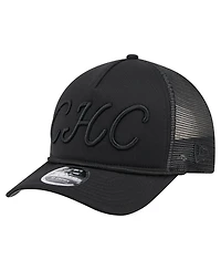 New Era Men's Black Chicago Cubs City Initial 9FORTY A-Frame M-Crown Adjustable Trucker Hat