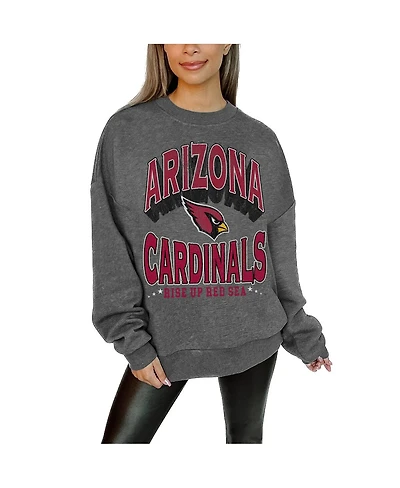 Gameday Couture Women's Charcoal Arizona Cardinals Long Weekend Premium Fleece Drop Shoulder Pullover Sweatshirt