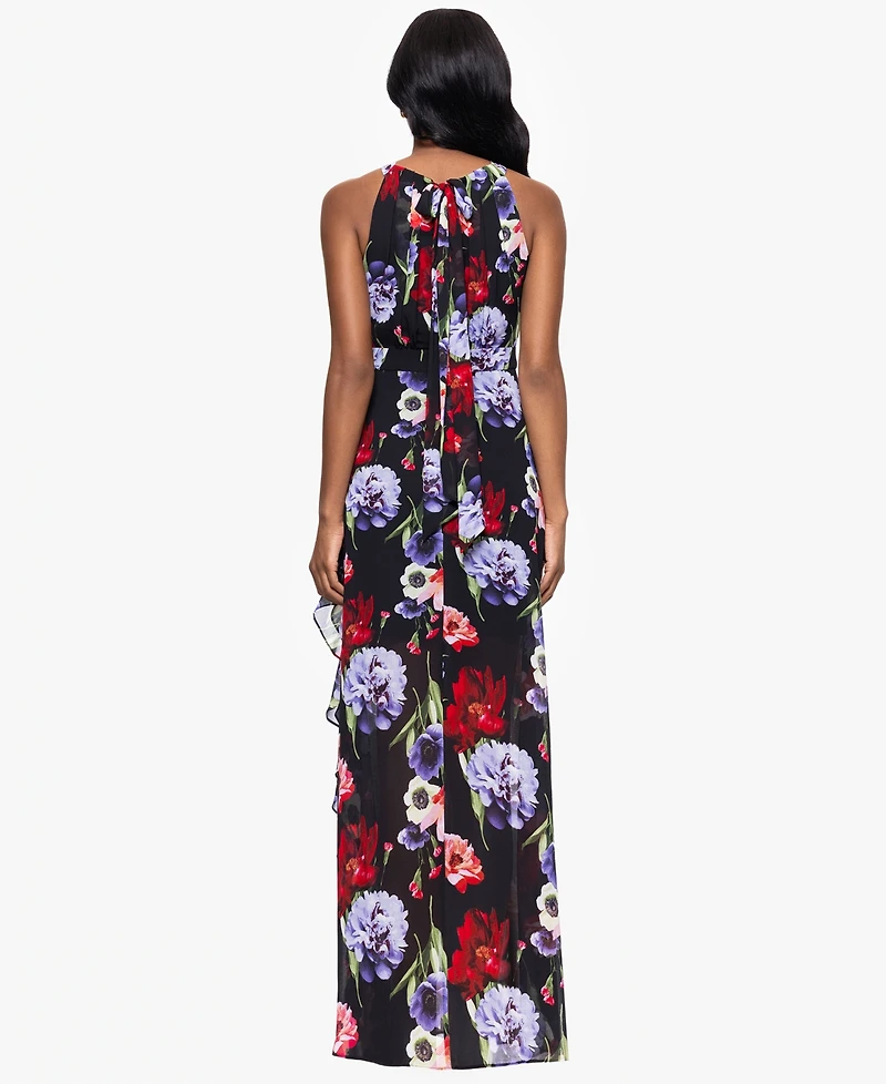 B&A By Betsy and Adam Petites Printed Long Halter Dress
