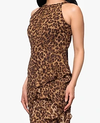Betsy & Adam Petites Printed Halter Long Sheath Dress