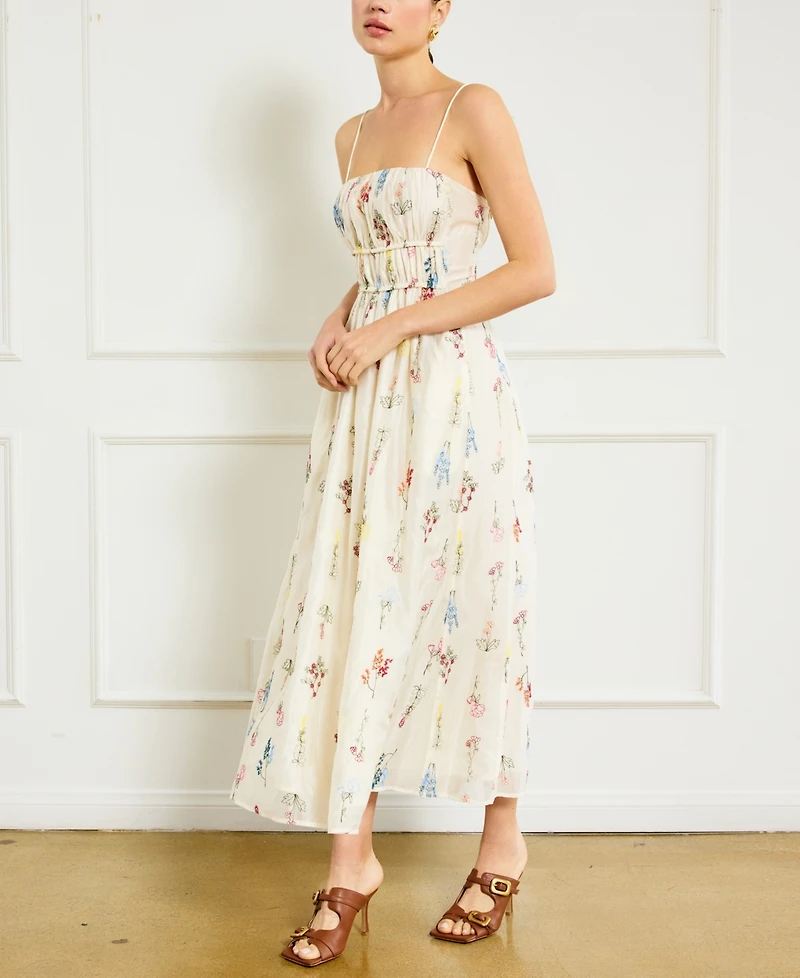 Line & Dot Women's Fiori Floral-Embroidered Maxi Dress