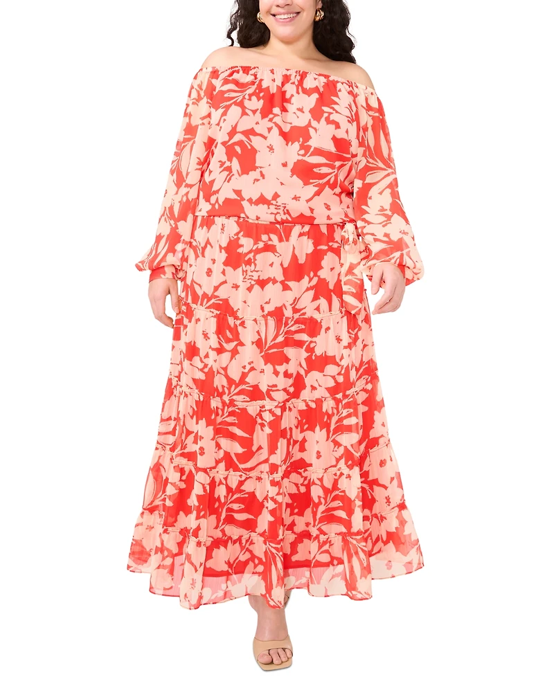 Vince Camuto Plus Off-The-Shoulder Long-Sleeve Blouse