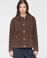 Avec Les Filles Women's Wing-Collar Faux-Suede Jacket