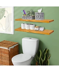 Sorbus 2 Pack 35" Solid Wood Floating Shelves - for Bathroom Decor, Books, Bedroom & Living Room