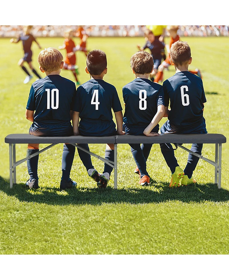 Gymax 6 ft Plastic Folding Bench Portable Fold-in-Half Seat w/ 1320 Lbs Capacity