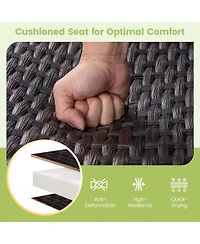 Gymax Outdoor Swing Glider Bench 2-Person Rattan Woven Glider Loveseat w/ Foam Seat
