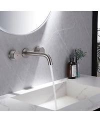 Two-Handle Wall Mounted Bathroom Faucet Brushed Gold