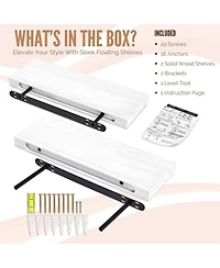 Sorbus 2 Pack 24" Solid Wood Floating Shelves - for Bathroom Decor, Books, Bedroom & Living Room