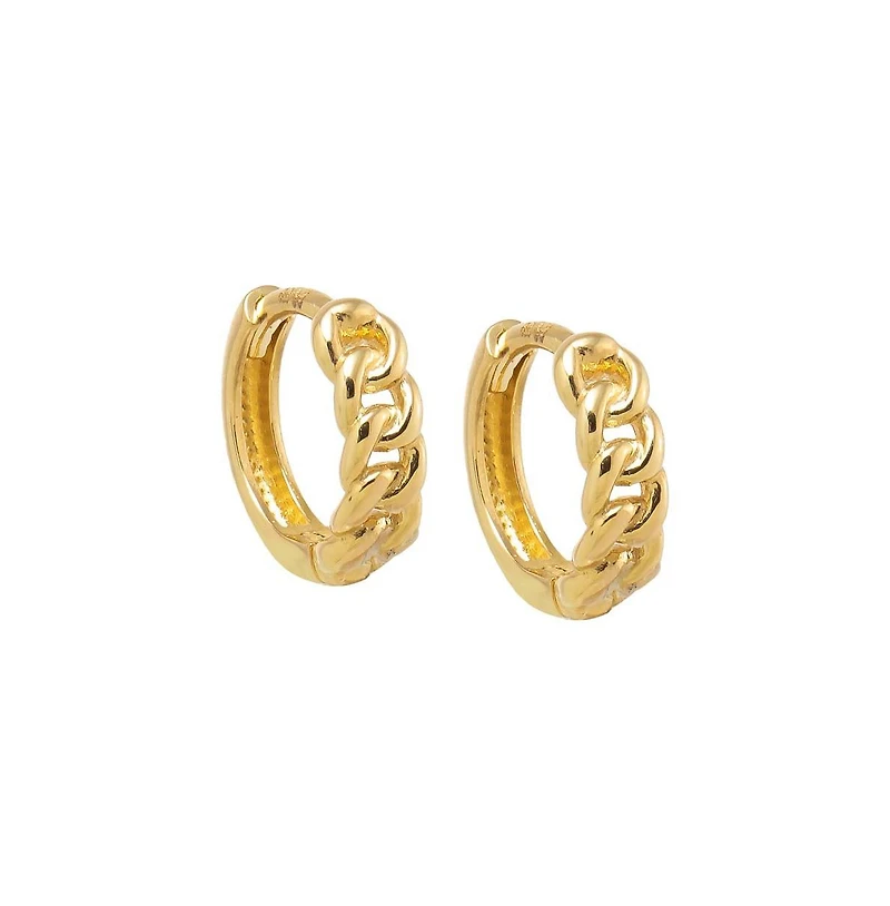 By Adina Eden Solid Rounded Cuban Link Huggie Earring 14K