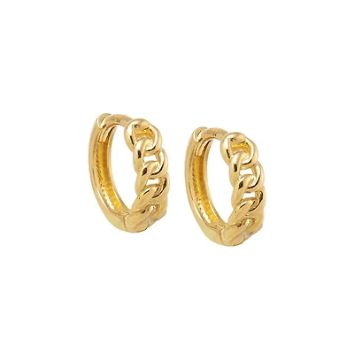 By Adina Eden Solid Rounded Cuban Link Huggie Earring 14K