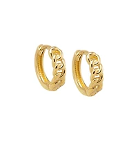 By Adina Eden Solid Rounded Cuban Link Huggie Earring 14K