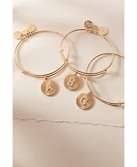 Pave Starburst Texture Initial Bangle Bracelet B