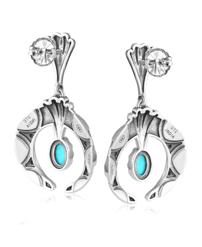 American West Jewelry Sterling Silver Sleeping Beauty Turquoise Fritz Casuse Oval Gemstone Naja Earrings