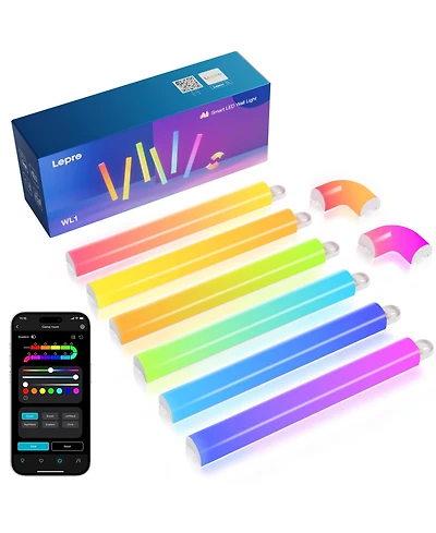 Lepro WL1 Smart Led Rgb Wall Light Kits with Segment Diy and Ai Generated Lighting, Work with Alexa Google Home, LightBeats Music Sync