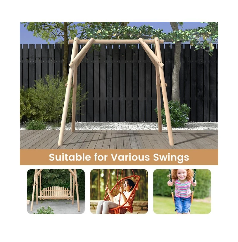 Heavy Duty Wooden Porch Swing Frame with Reinforced Bars