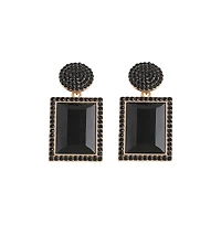 Sohi Women's Black Embellished Geometric Drop Earrings