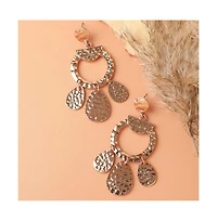 Sohi Women's White Dented Drop Earrings