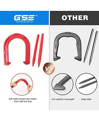 Gse Games & Sports Expert Rubber Horseshoe Game Set, 4 Horseshoes (2 Red/2 Blue), 2 Rubber Mats with Posts, and 2 Plastic Stakes