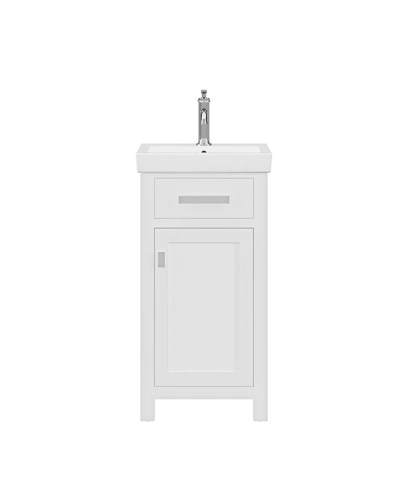 Mia 18 in. W Bath Vanity in Pure White Finish with Ceramics Integrated Vanity Top with White Basin