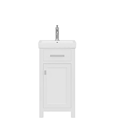 Mia 18 in. W Bath Vanity in Pure White Finish with Ceramics Integrated Vanity Top with White Basin