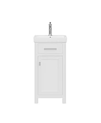 Mia 18 in. W Bath Vanity in Pure White Finish with Ceramics Integrated Vanity Top with White Basin