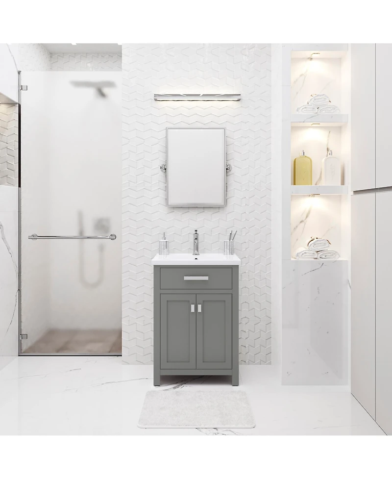 Myra 24 in. Bath Vanity in Cashmere Grey with Integrated Ceramics Vanity Top and Sink