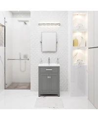 Myra 24 in. Bath Vanity in Cashmere Grey with Integrated Ceramics Vanity Top and Sink
