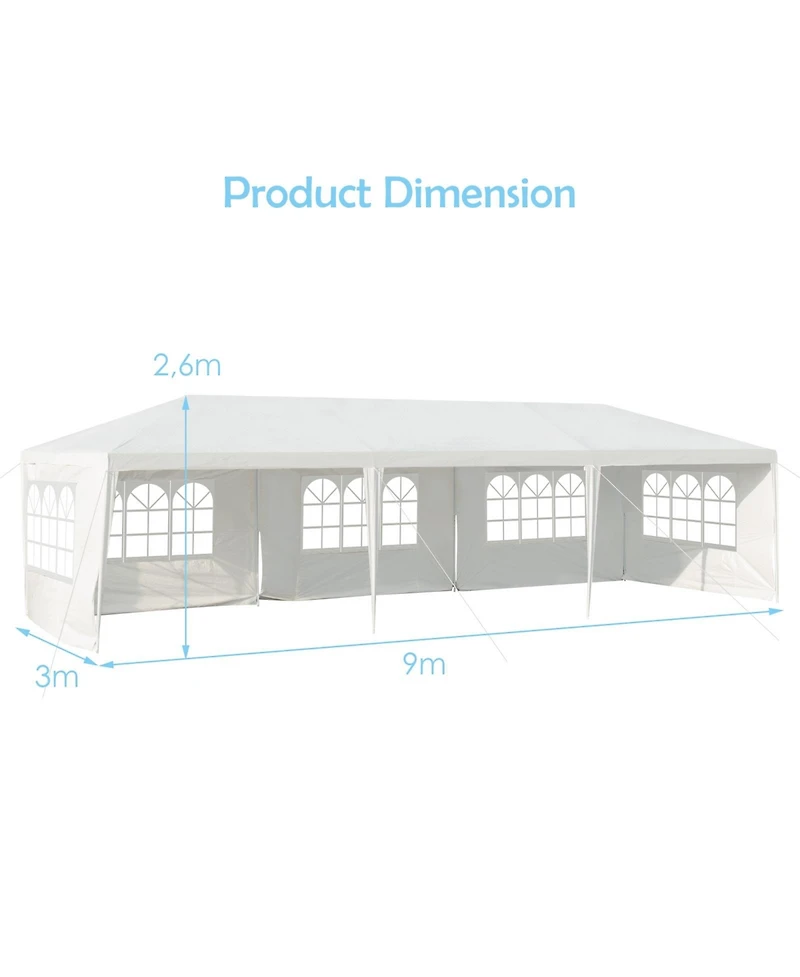 10 x 30 Feet Canopy Tent with 5 Removable Sidewalls for Party Wedding