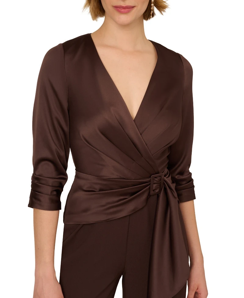 Adrianna Papell Women's Crepe 3/4-Sleeve Jumpsuit