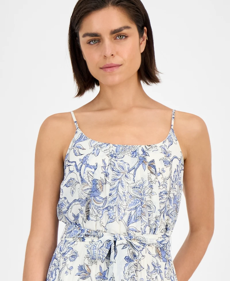 Robbie Bee Women's Printed Scoop-Neck Chiffon Dress