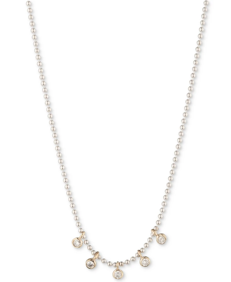 Lauren Ralph Lauren Two-Tone Cubic Zirconia Frontal Necklace, 16" + 3" extender